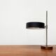 Mid-century minimalist table lamp with a teak veneer base, 1960s.