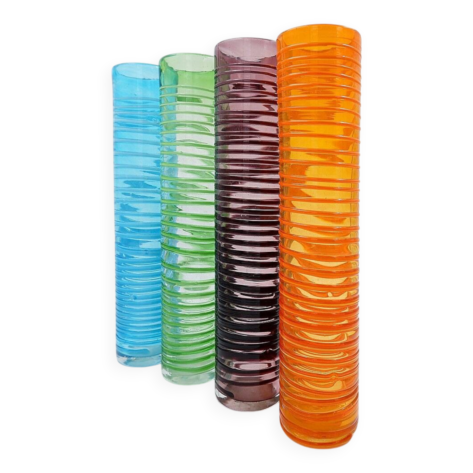 Set of four large spiral vases - Murano glass
