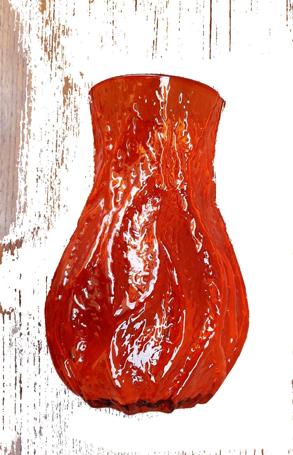 Vintage orange glass vase, 1960s.