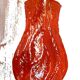 Vintage orange glass vase, 1960s.