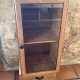 Wooden glass cabinet with drawer