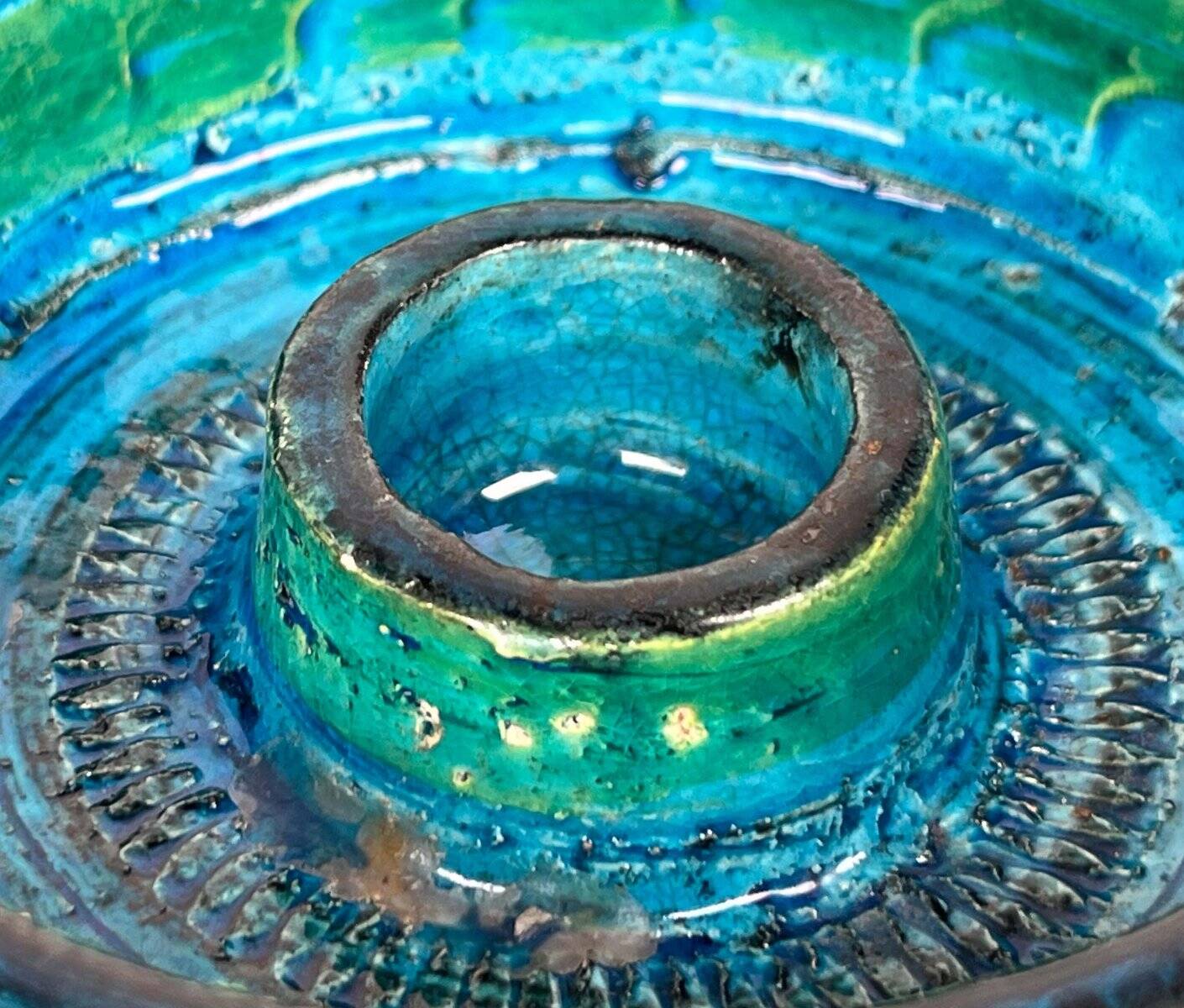 Mid-Century Modern Rimini Blu Pottery Candleholder by Aldo Londi for Bitossi, Italy, 1960s