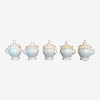 5 old porcelain cream jars