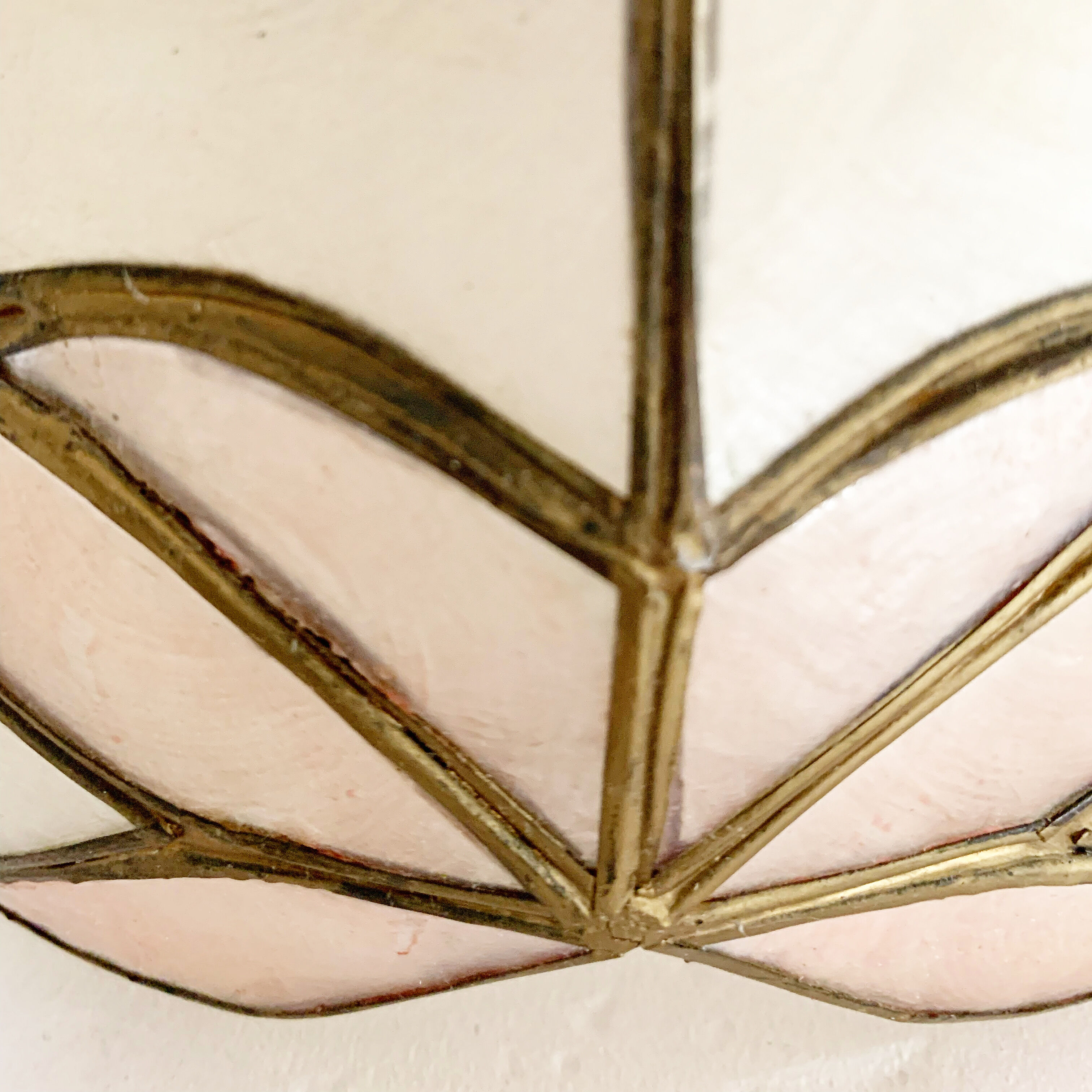 Vintage mother-of-pearl lampshade with pink flowers