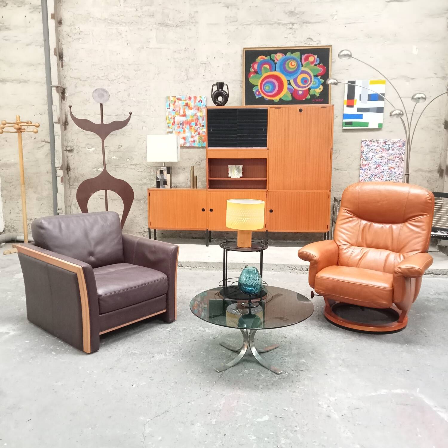 Wood and leather club chair