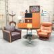 Wood and leather club chair