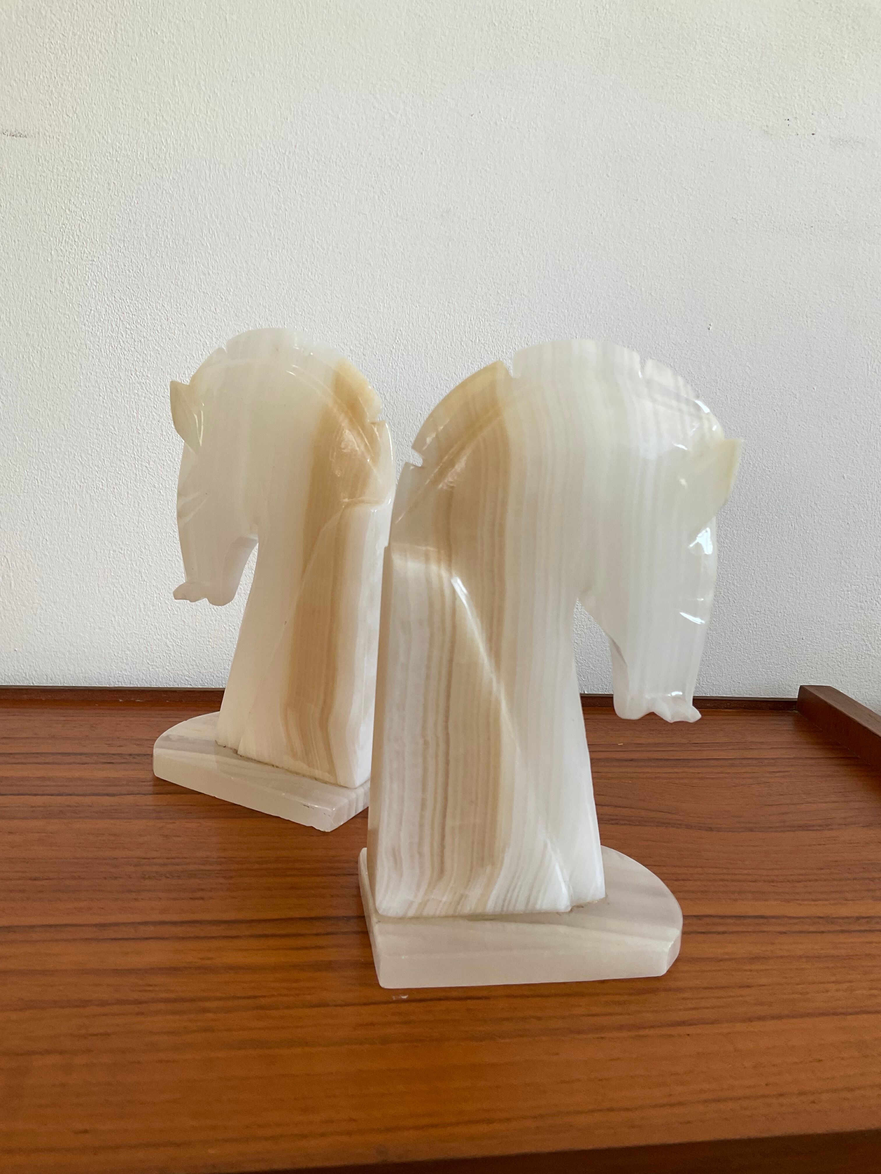 Pair of horse bookends in onyx 70s