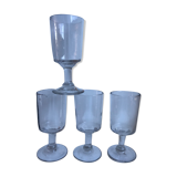 Set of 4 wine glasses in blown glass late nineteenth