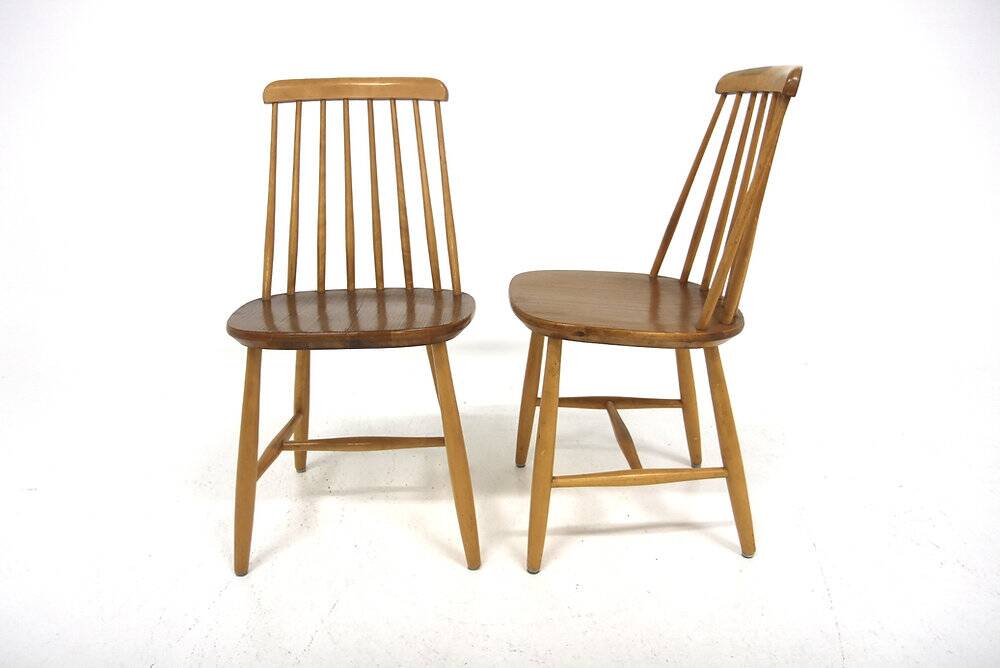 Set of 2 Scandinavian "Pinnstol" chairs in teak, NESTO, Sweden, 1960.