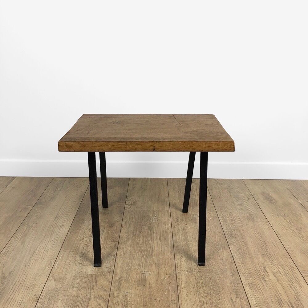 Metal and raw wood side table