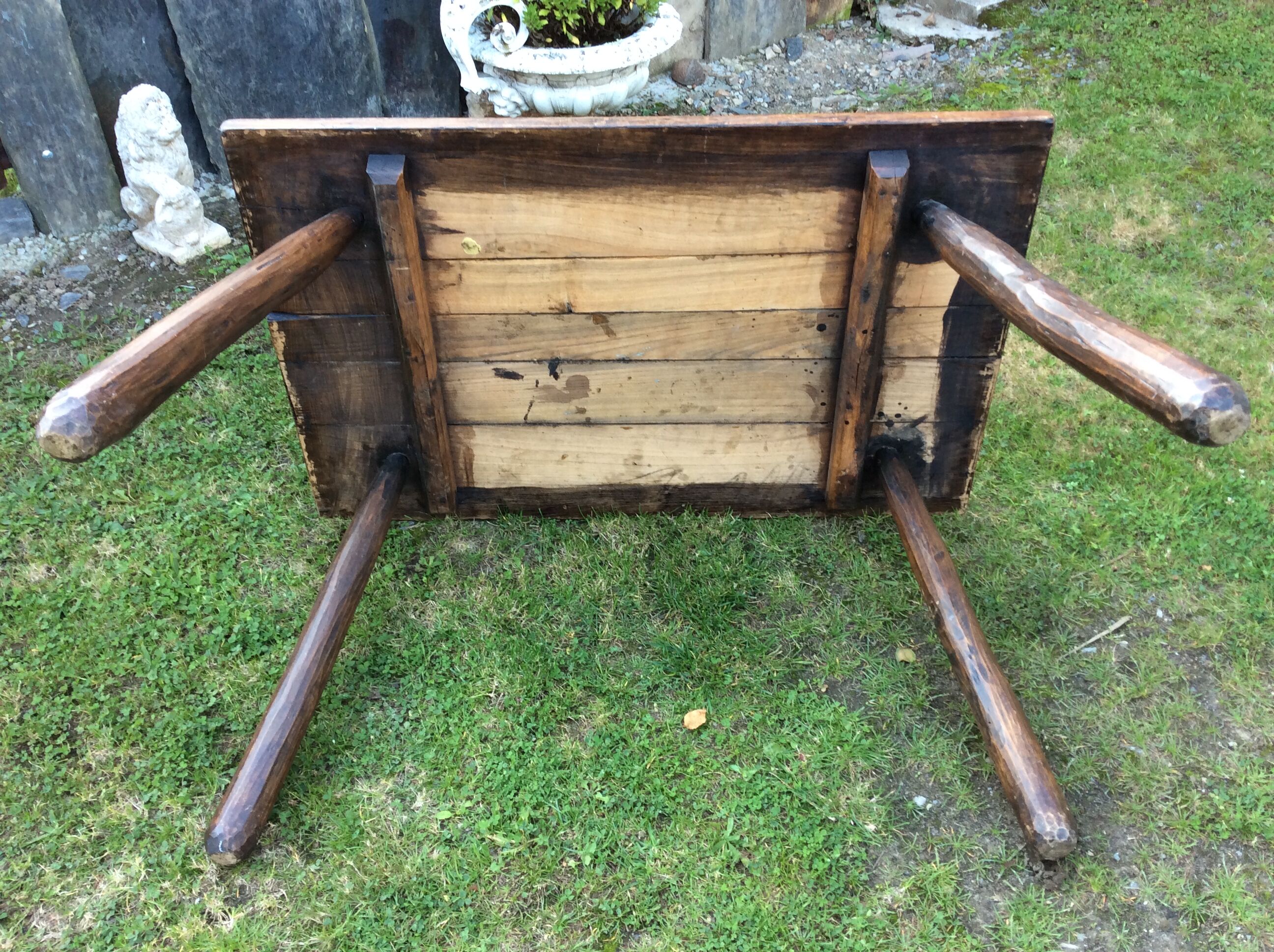 Brutalist vintage table in solid oak