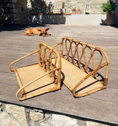 Vintage rattan shelf pair "Celestine"