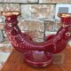 Pair of candlesticks red ceramic fish years 50