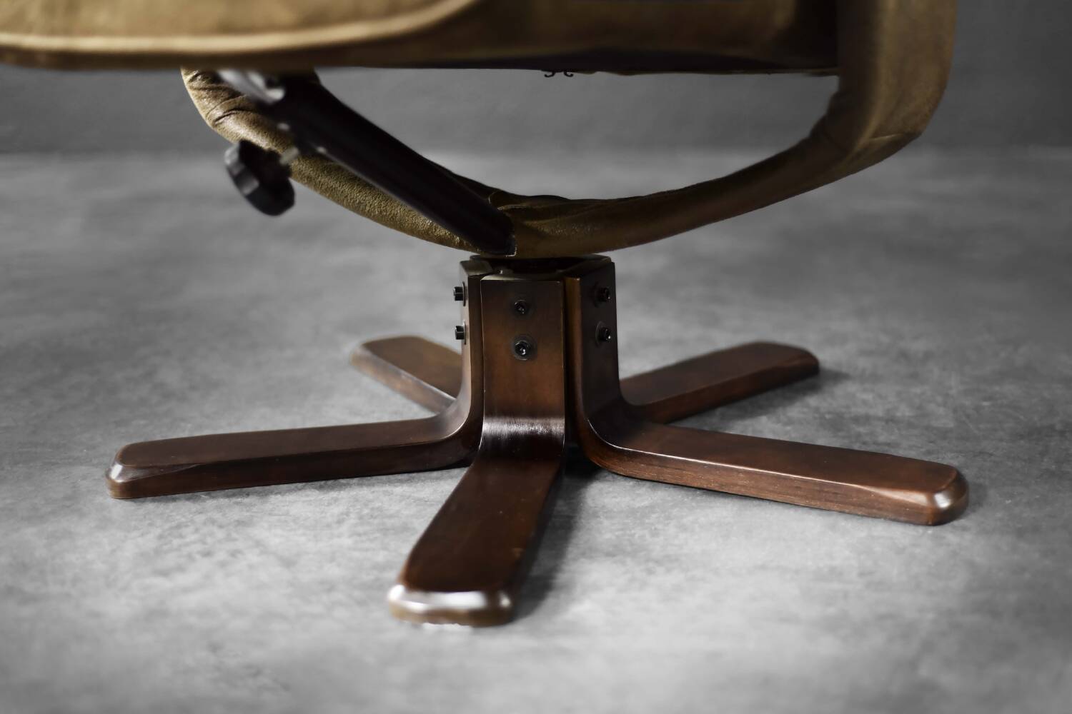 Vintage Mid-Century Danish Modern Brown Swivel Chair & Ottoman, 1960s