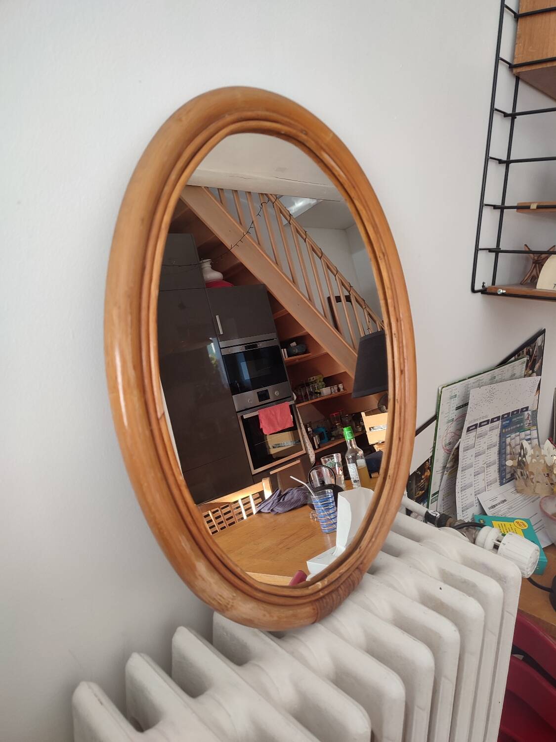 Vintage bamboo and rattan mirror