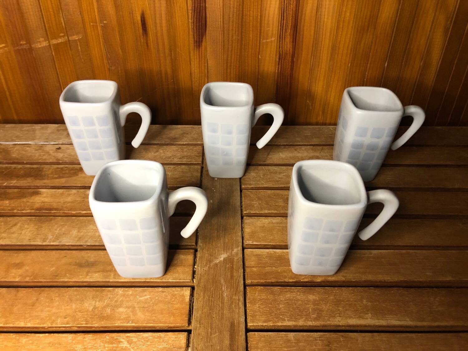 Series of 5 cups broste copenhagen vintage blue ceramic #a513