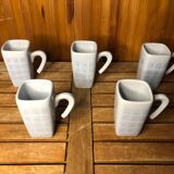 Series of 5 cups broste copenhagen vintage blue ceramic #a513