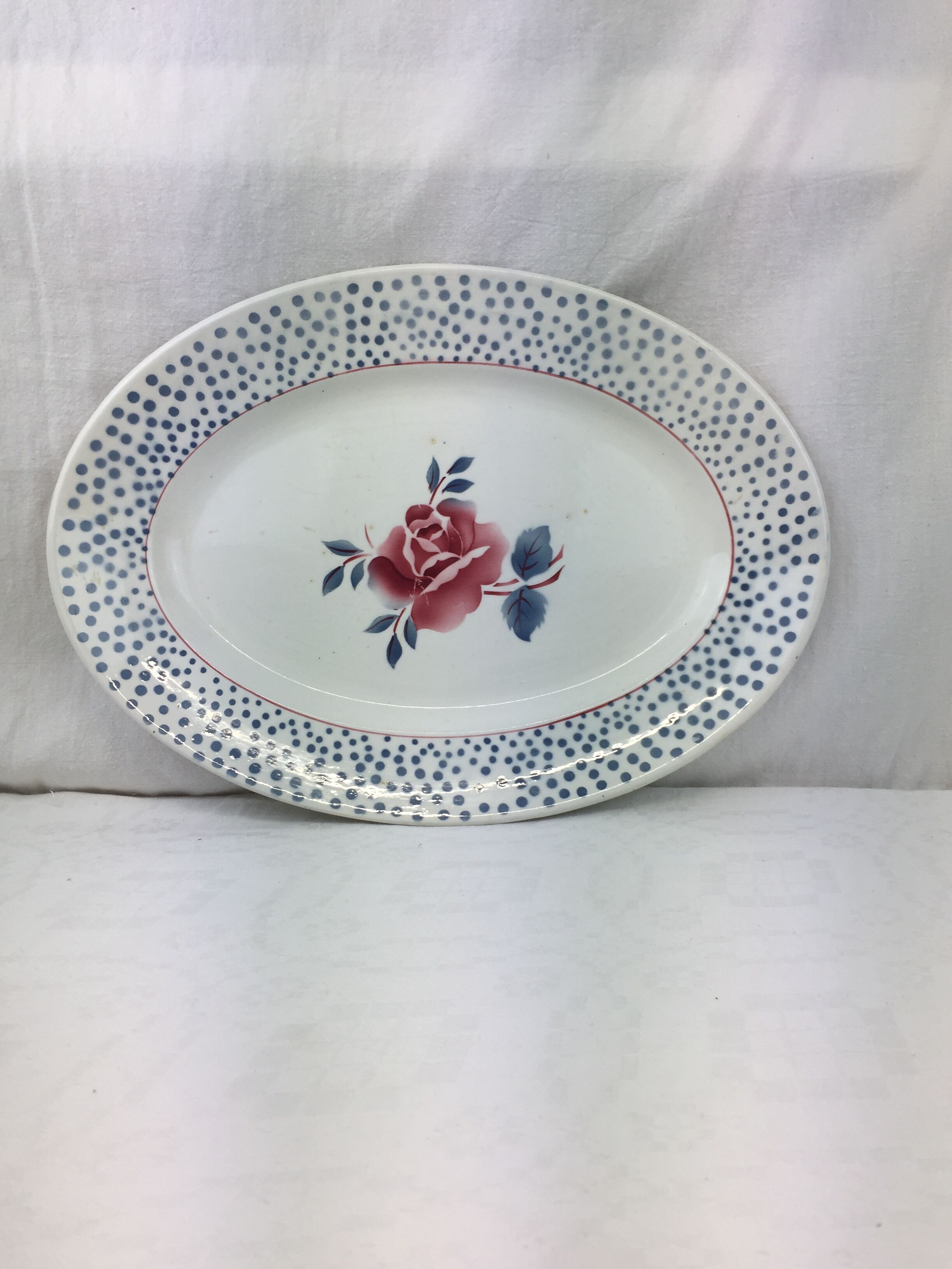 Old oval shaped dish made in france Digoin Sarreguemines model *rené*