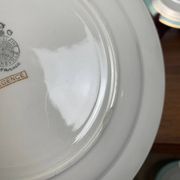 Set of 6 Lunéville soup plates, "Régence" model, water green and 4 lines