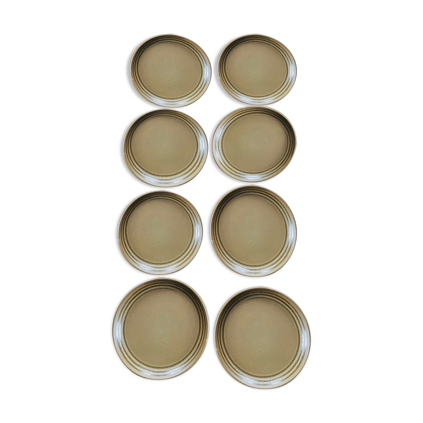 8 flat plates sandstone Sarreguemines collection art workshop 70s