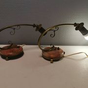 A set of very old art deco table lamps, estimated 1920s in brass and marble.