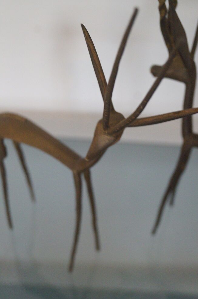 Pair of brass gazelles