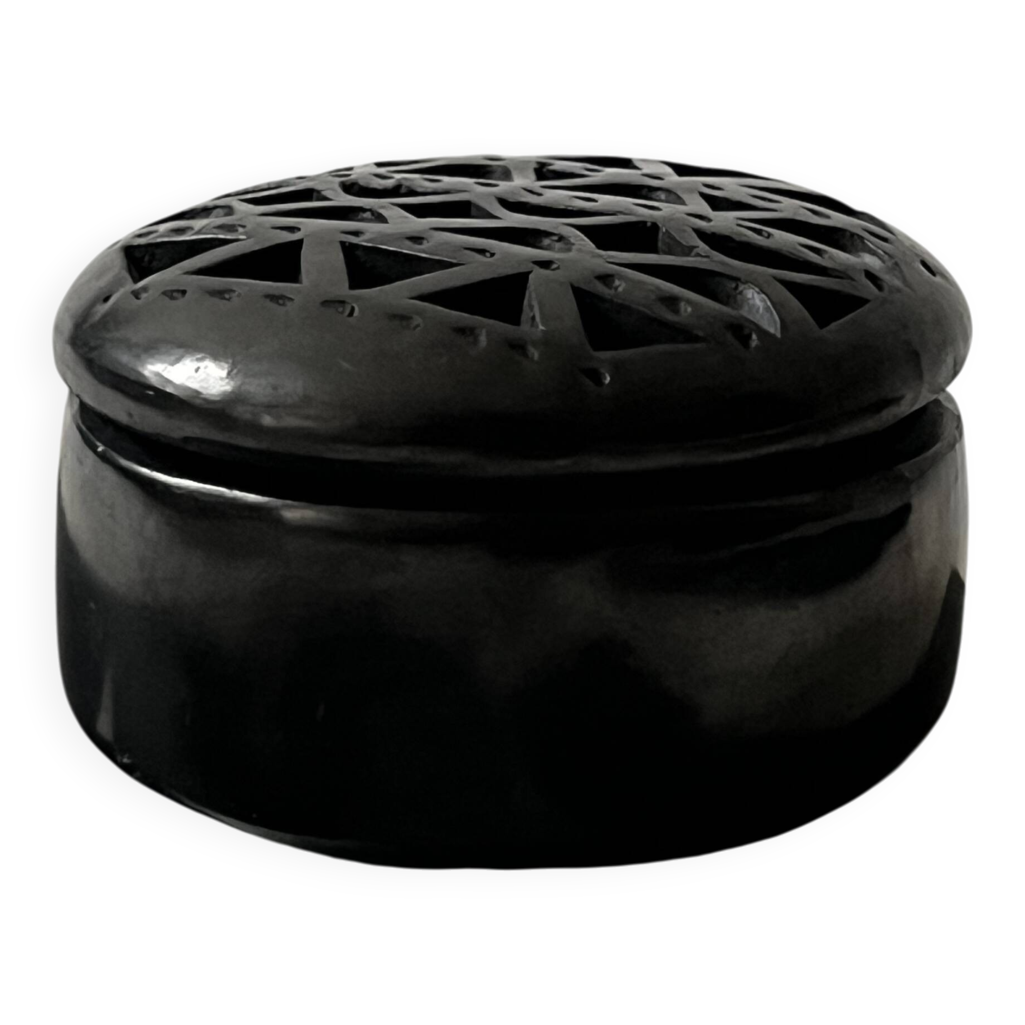 Empty pocket with black ceramic lid, Mexico 1980