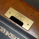 Partner desk in burr walnut designed to conceal computer equipment.