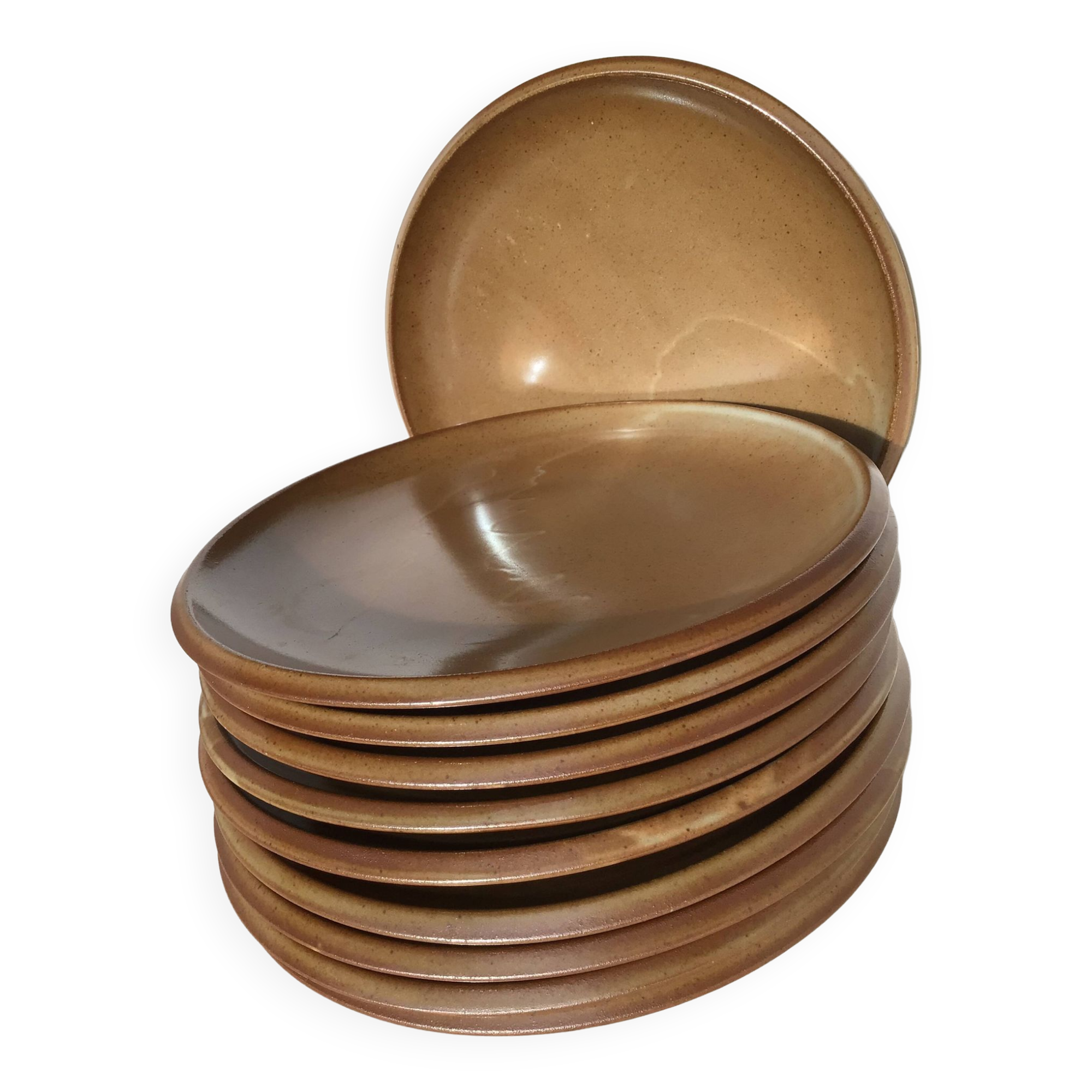 10 Assiettes plates Grès de Brenne France