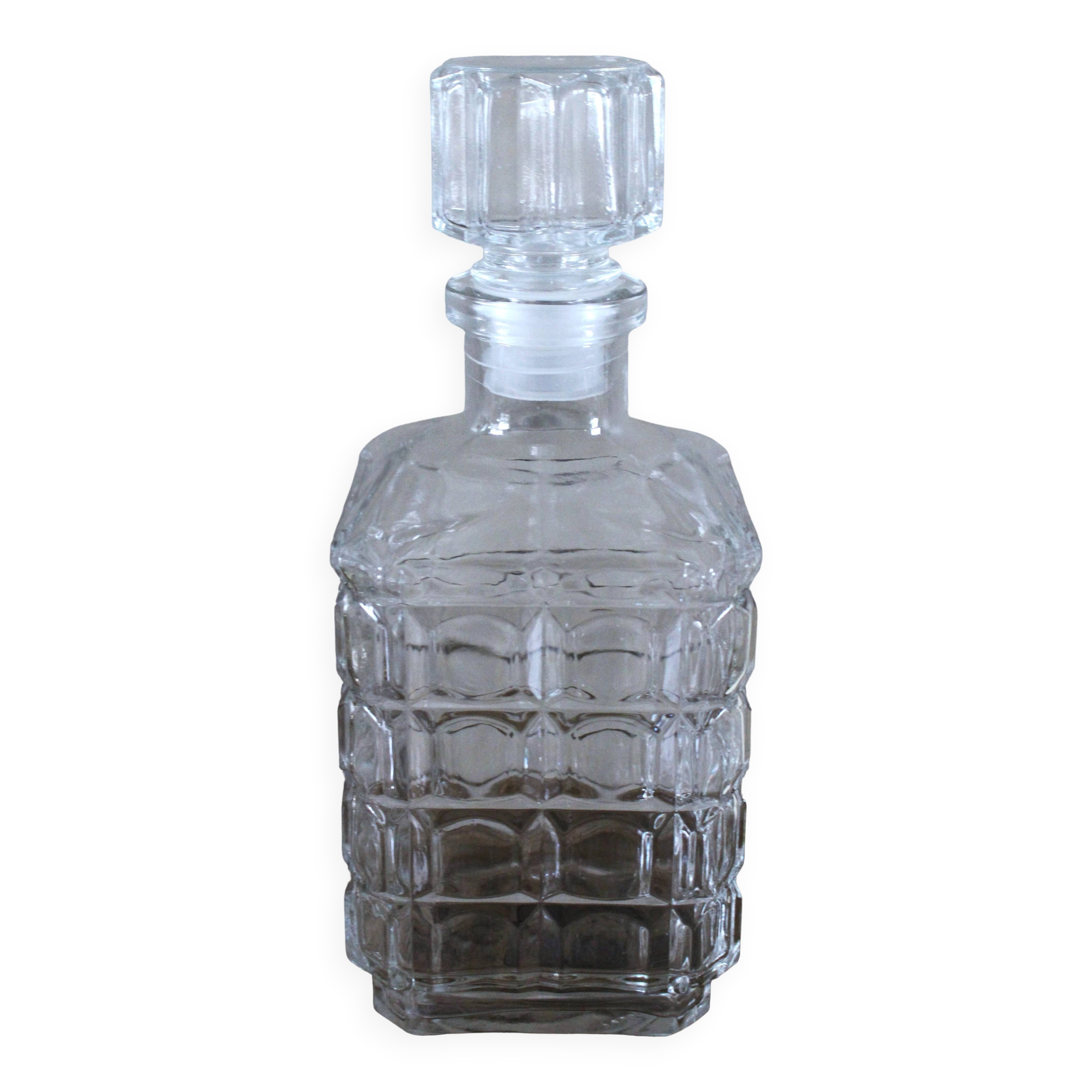 Vintage relief square glass whisky carafe