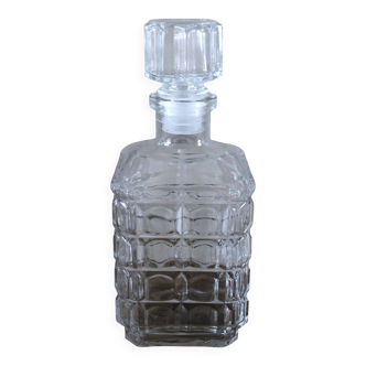 Vintage relief square glass whisky carafe