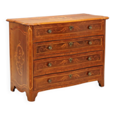 Antique baroque commode in walnut and bronze, 18th century
