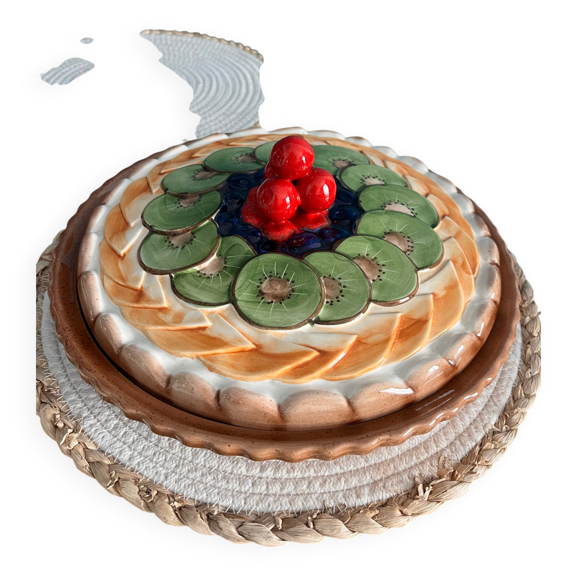 Fruit tart dish barbotine "fruit tart" Silea