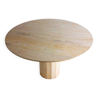 Travertine round dining table, Italy 1970s