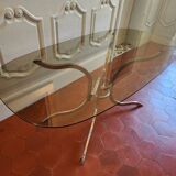 70s chrome and smoked glass dining table