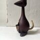 Teak wood kangaroo sculpture & genuine leather, Damemark design 1970