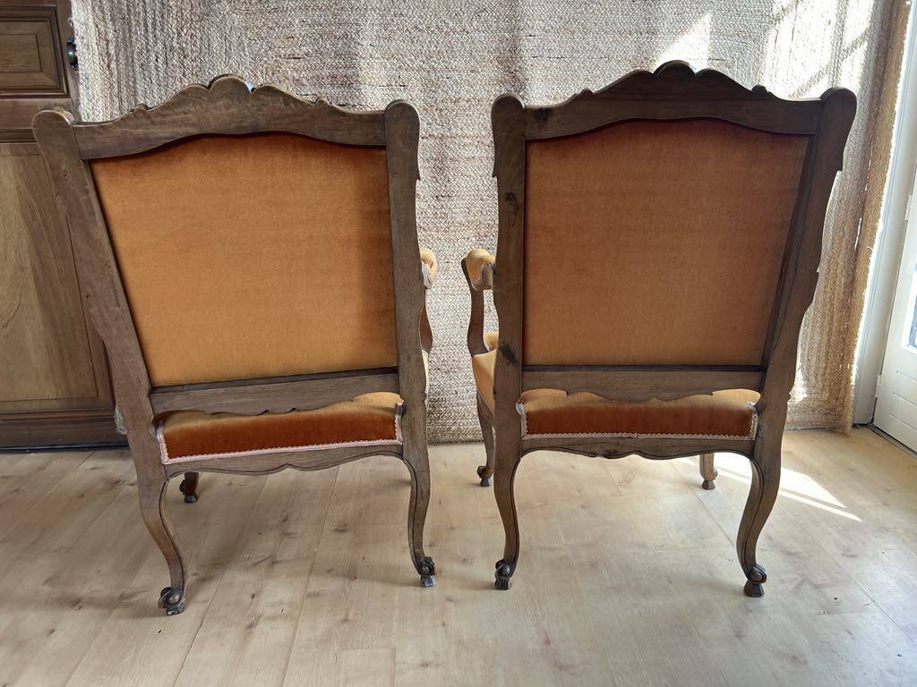 Pair of cabriolet armchairs