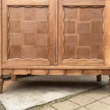 Parisian glass-fronted Art Deco wardrobe in solid raw walnut.