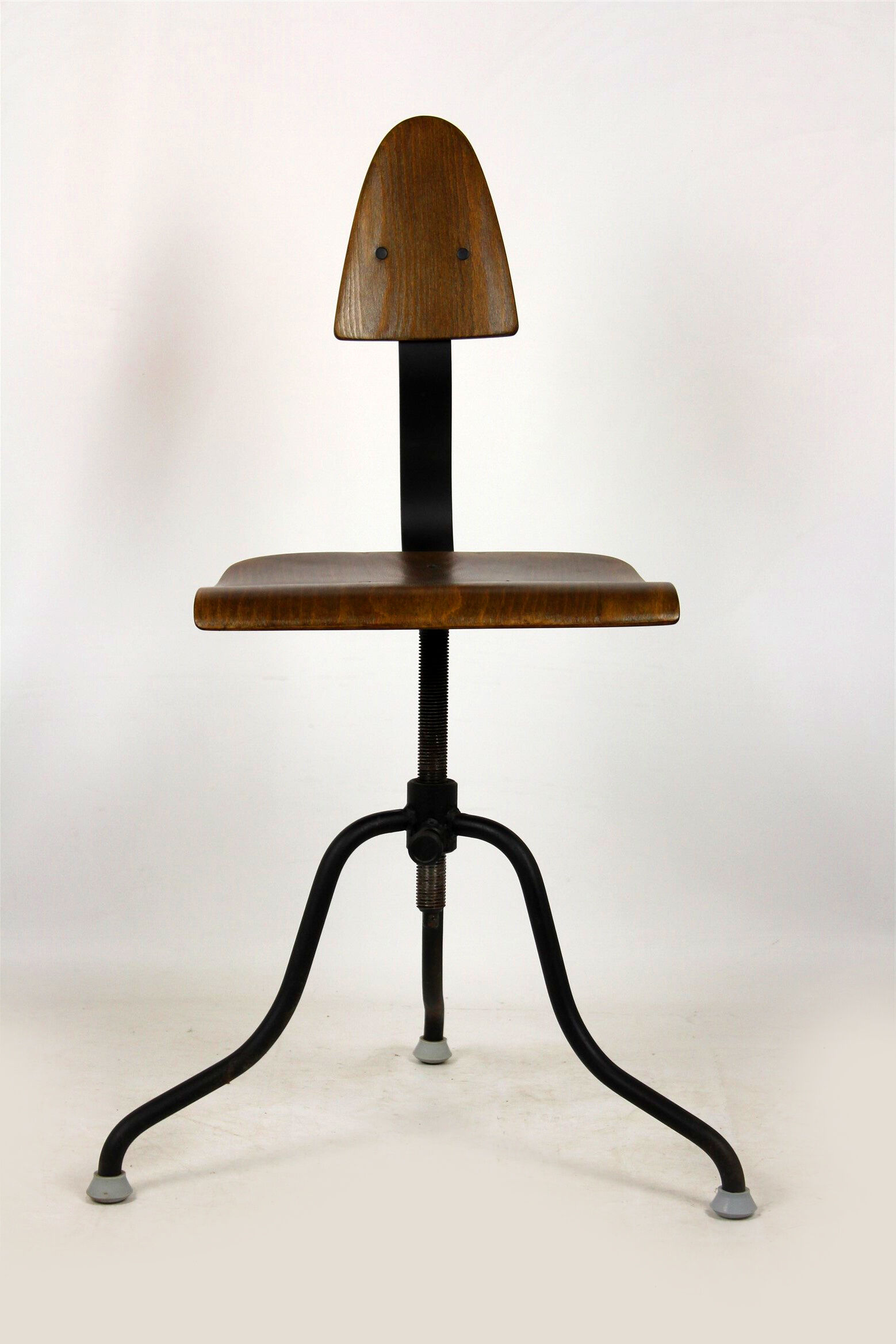 Industrial steel and wood swivel chair from Tomáš Baťa, 1940s