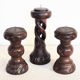 3 bougeoirs en bois tourné