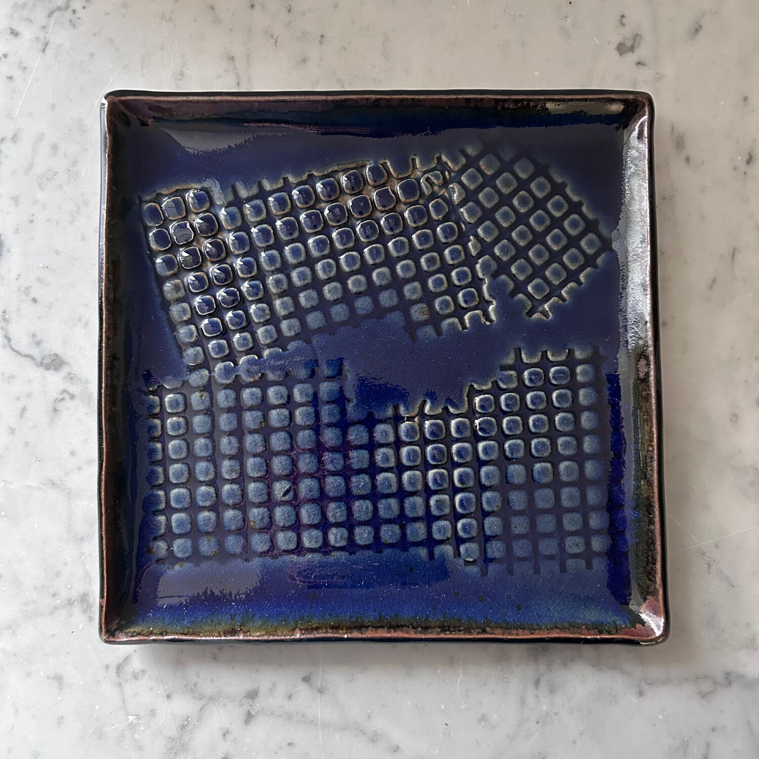 Navy blue stoneware catchall