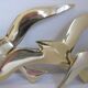 Wall Decoration Set 3 X Seagull / Swallow / Bird. Brass 70 / 80s