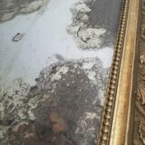 Large Louis Philippe mirror with antique mercury pediment, height 107cm, vintage