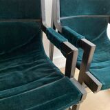 Vintage armchair in green velvet and black wood