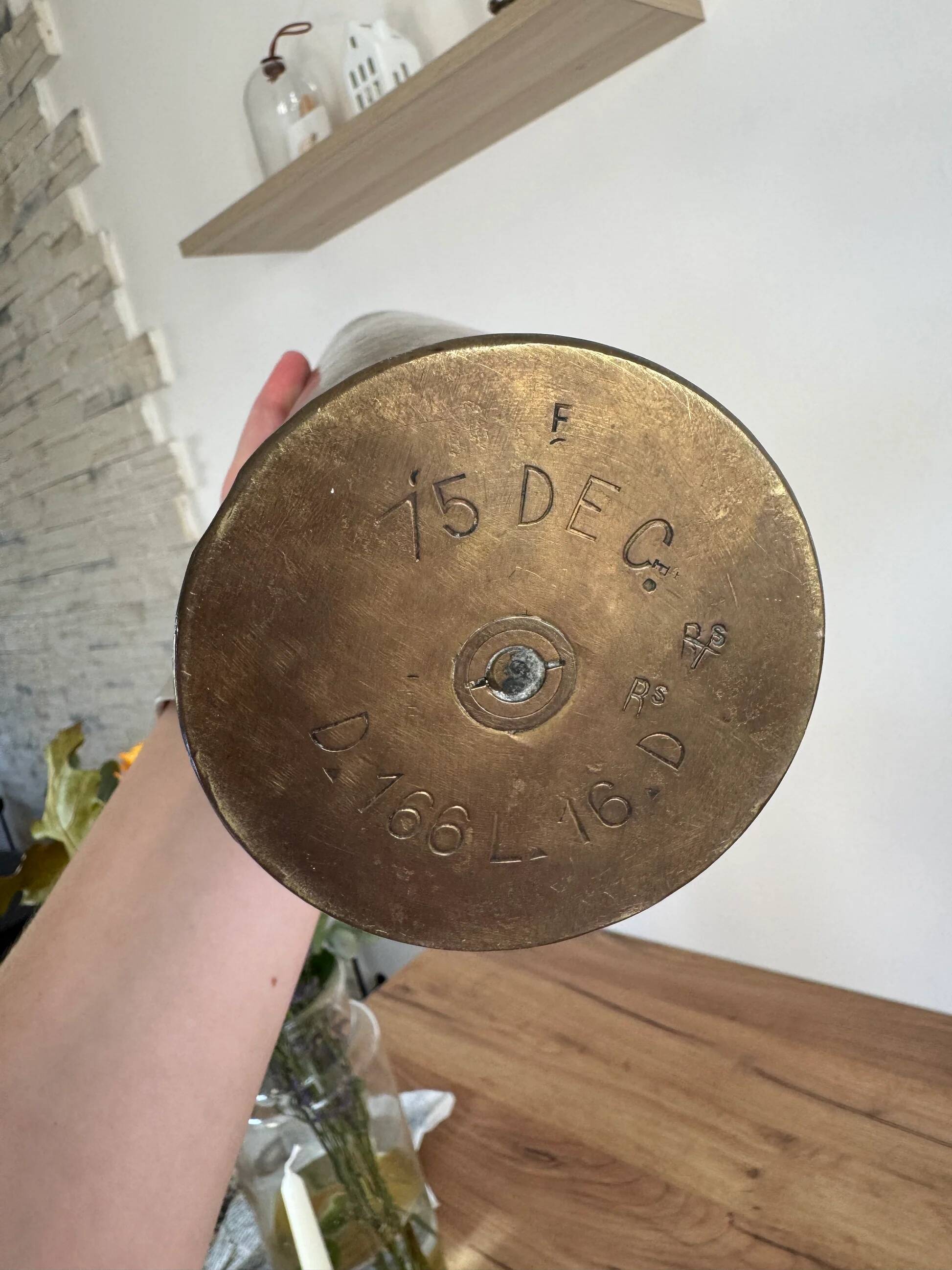 Vintage shell casing vase