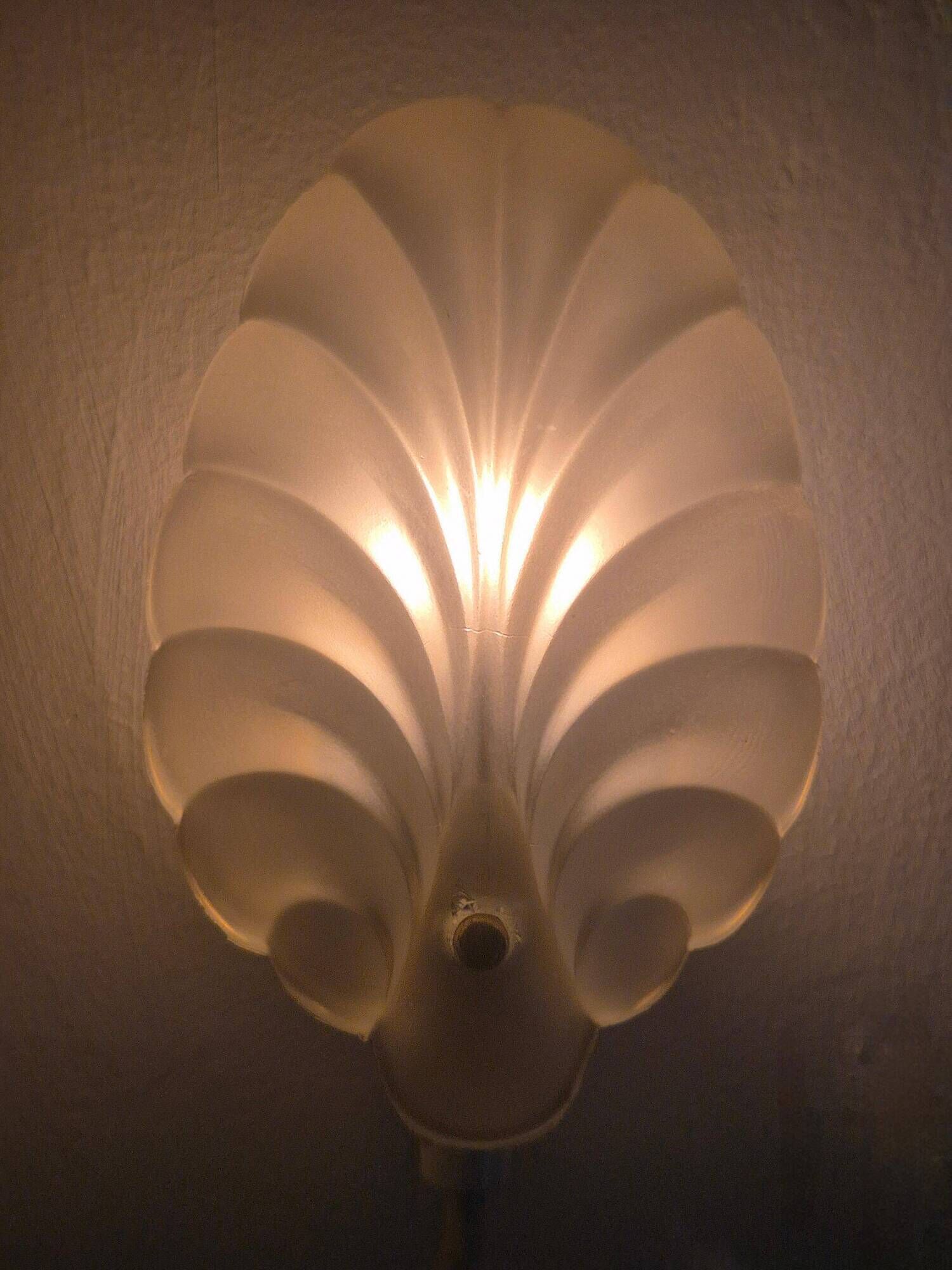 Shell-shaped frosted glass applique, Swedish Modern 1950s