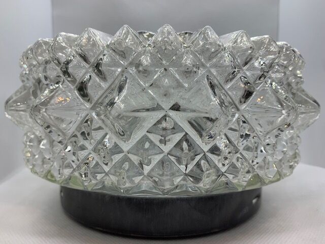 Ceiling lamp window in chiseled glass diamond tip of the 60s-70s
