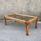 Rectangular coffee table in rattan and smoked glass 100x50