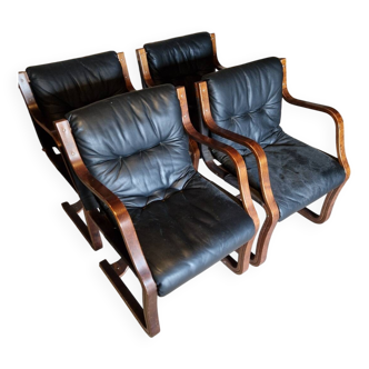 Set of 4 vintage designer armchairs by Asko