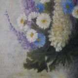 Oil painting on canvas floral composition still life bohemian countryside